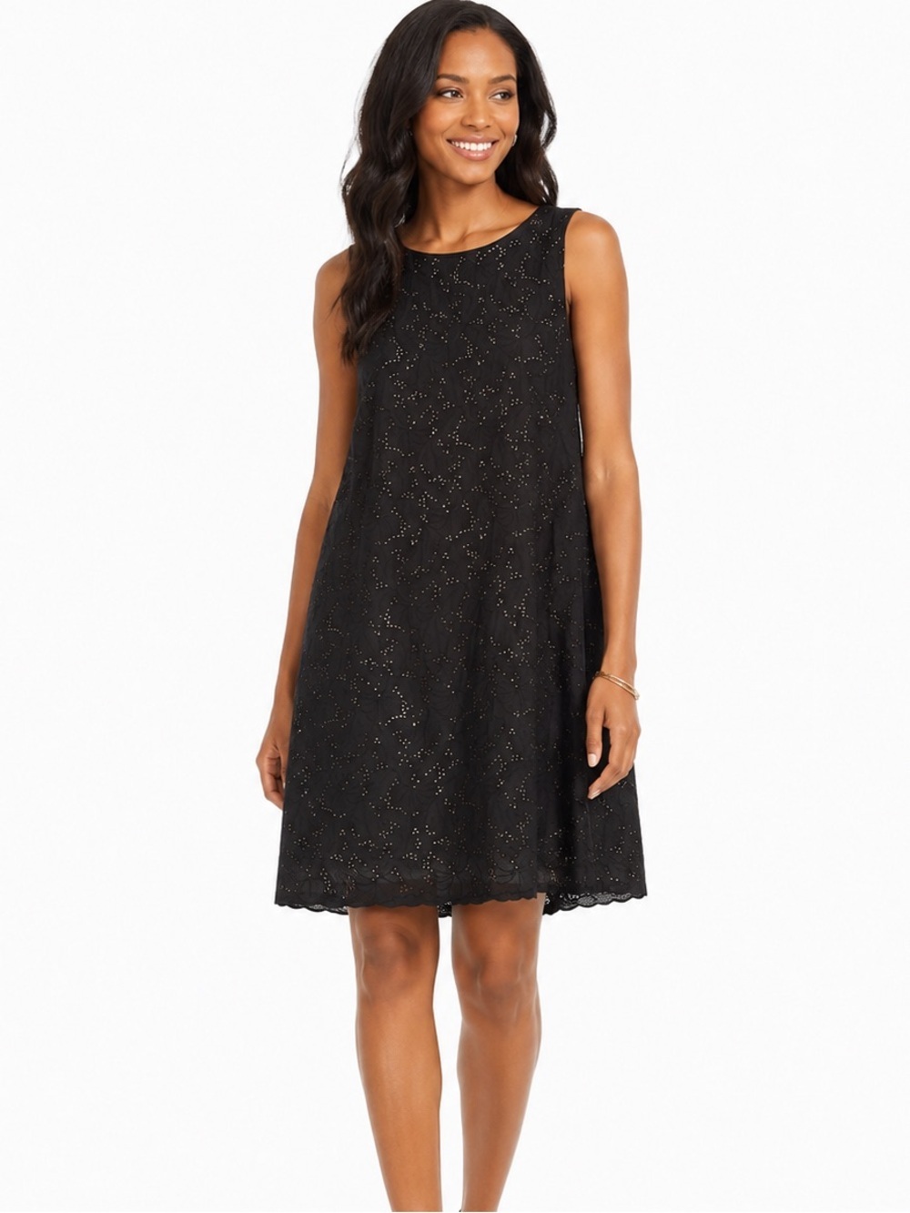 LOFT Eyelet Shift Dress Black Size 12